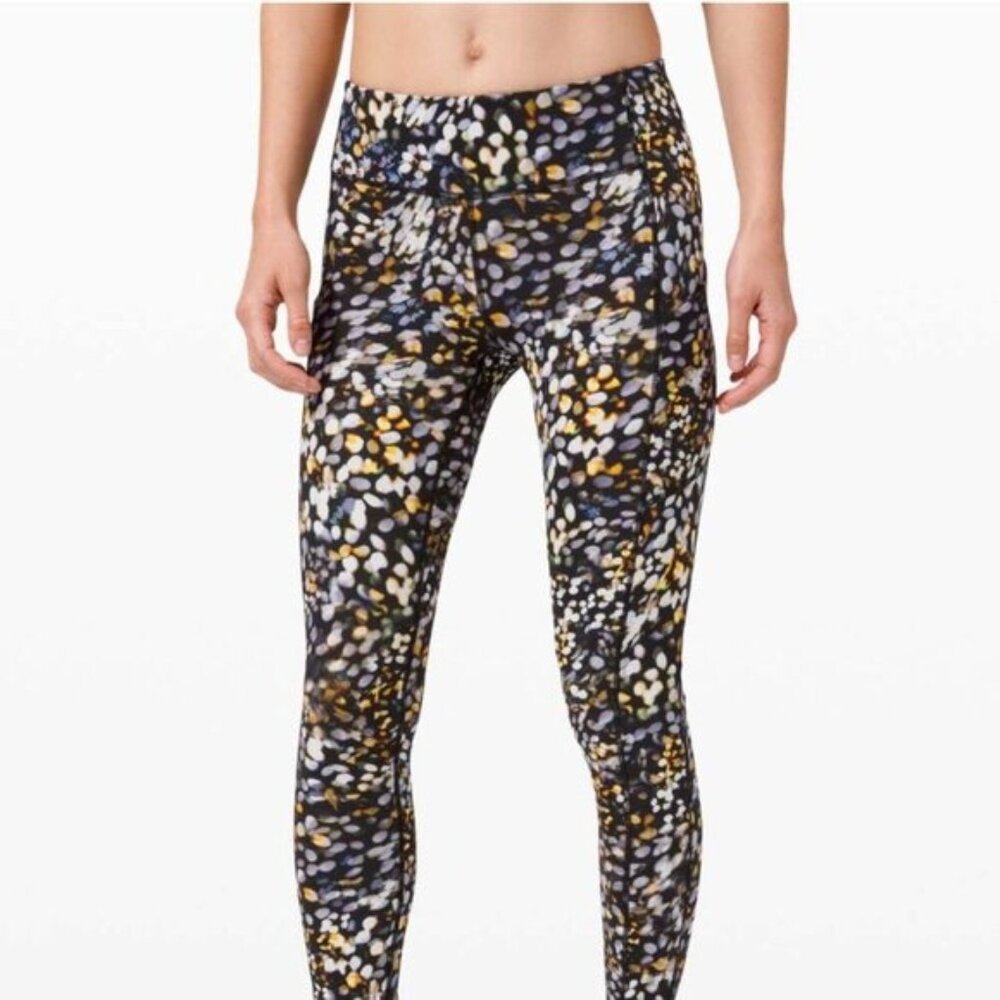 lululemon athletica Black, White & Yellow Speckled Leggings